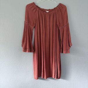 EST. 1946 Rust Off-Shoulder long-sleeved Dress terracotta size M Rayon pockets